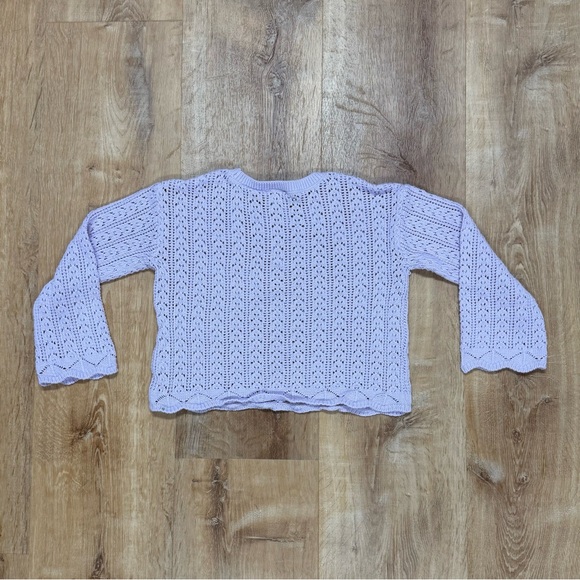 Jumping Beans Embellished Light Purple Crochet Knit Bow Sweater Girls Size 7 - Picture 6 of 6